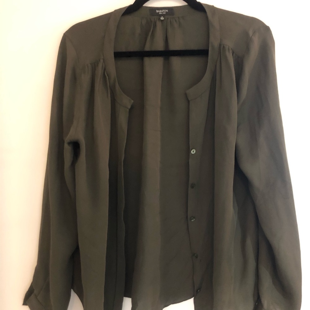 Army green Aritzia blouse